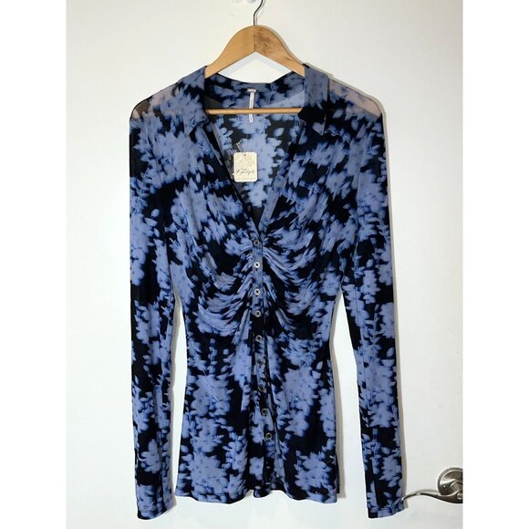 NWT Free People Onyx Indigo Combo Lucky Shirtee Womens size XL - Picture 4 of 12